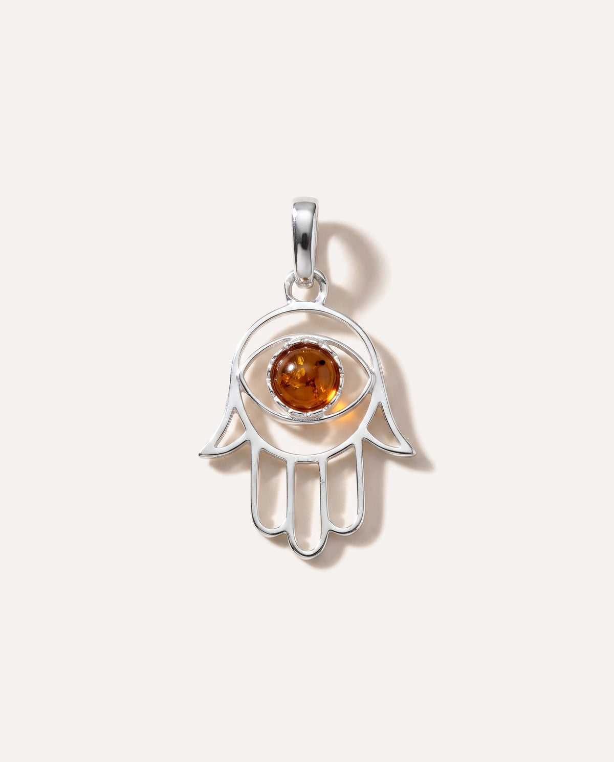 Small Amber Hamsa Pendant