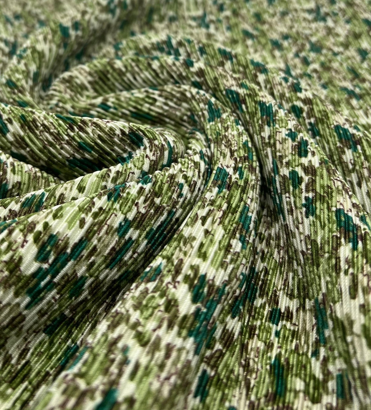 Small Camo Mix Print Plisse Pleated Stretch Fabric