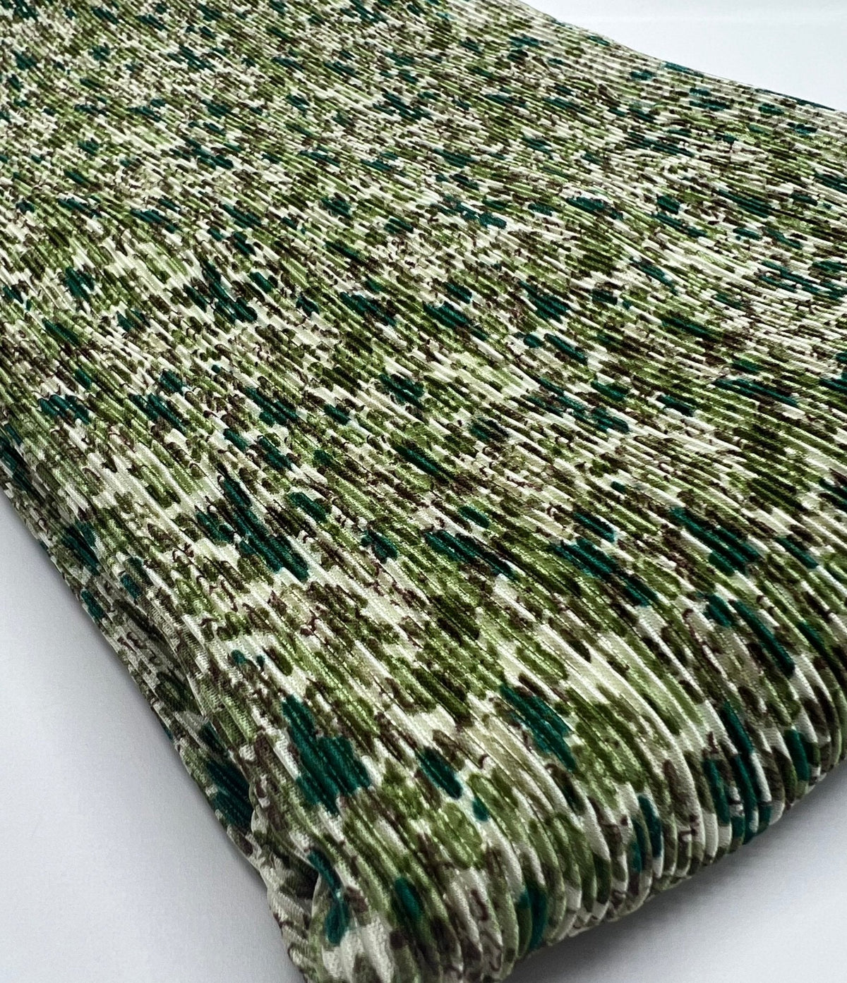 Small Camo Mix Print Plisse Pleated Stretch Fabric