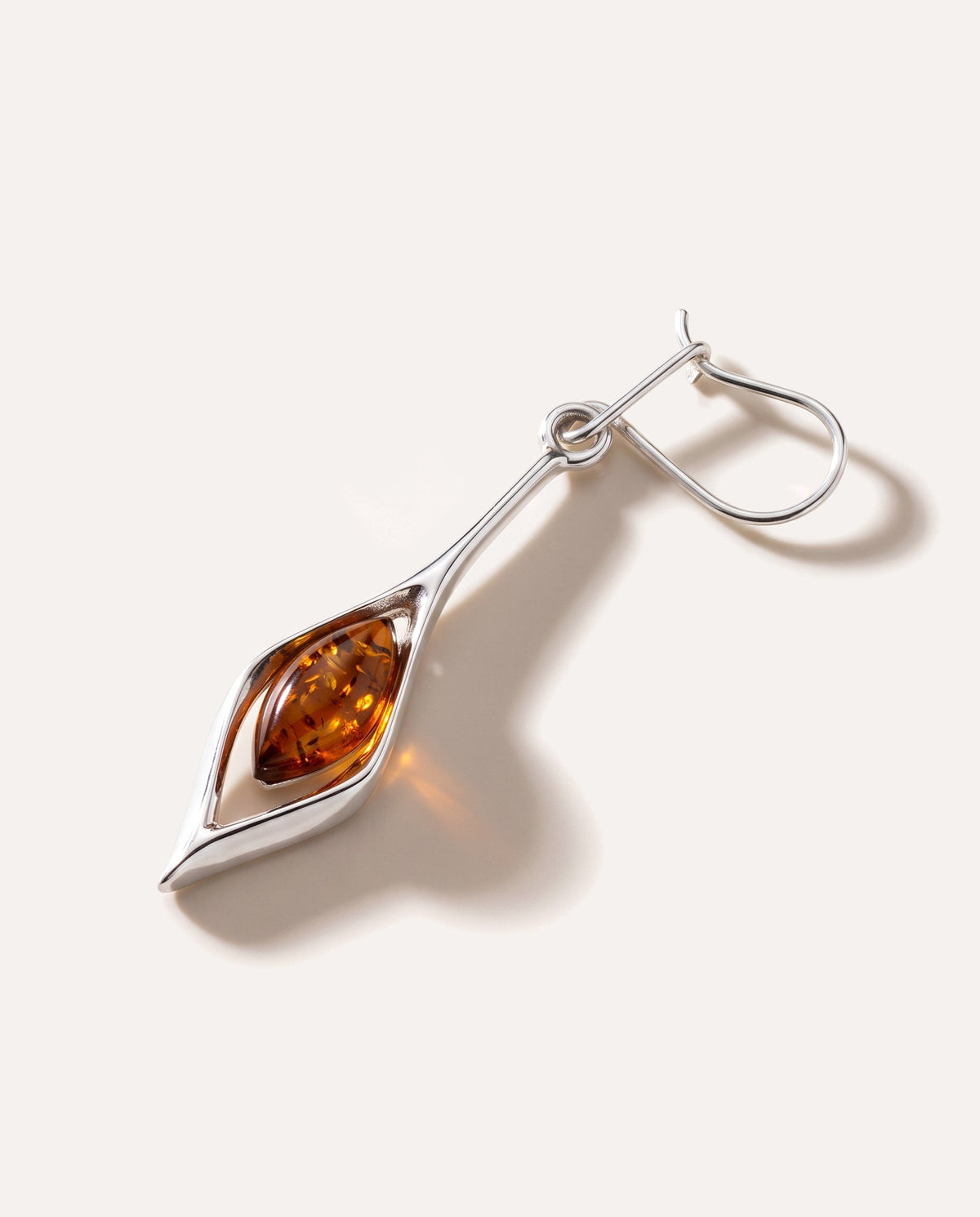 Small Droplet Amber Dangle Earrings