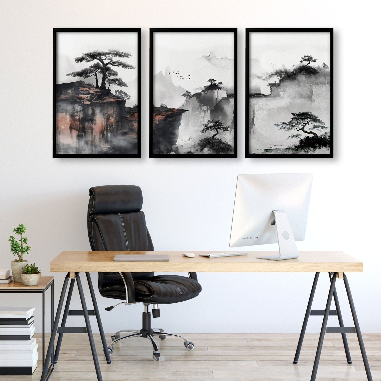 Small Framed Pictures | Set of 3 Asian Inspired Wall art Prints