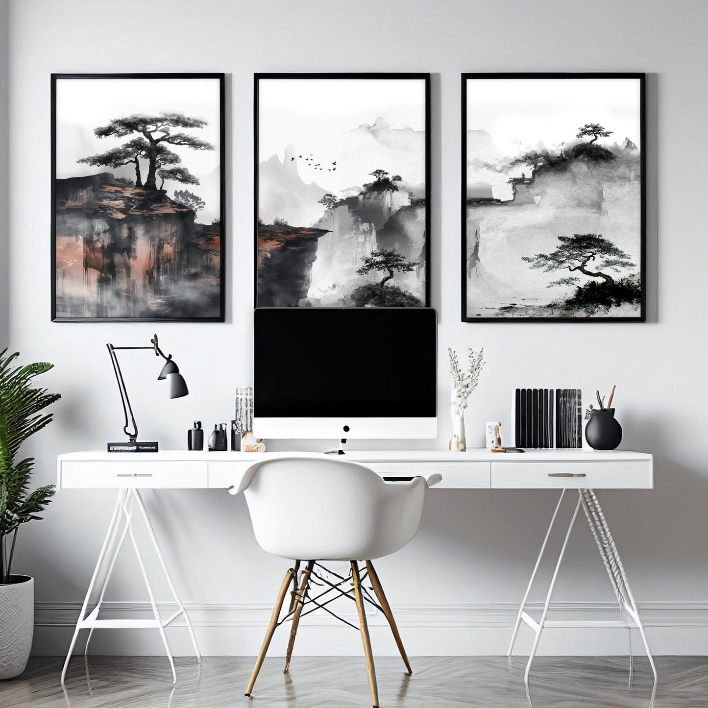 Small Framed Pictures | Set of 3 Asian Inspired Wall art Prints