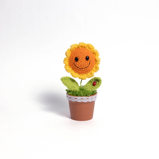 Forever Smile Sunflowers – Hand-Crocheted Happy Pot Plants for Instant Joy