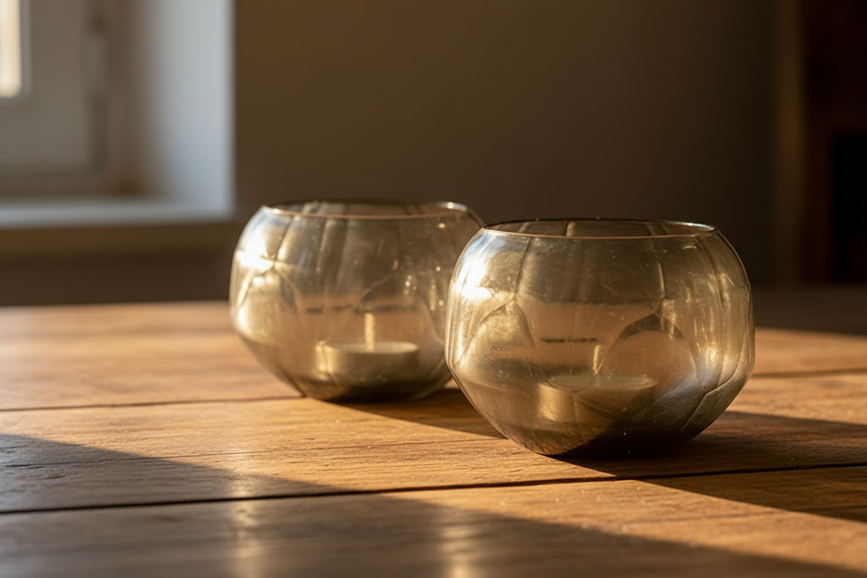 SULPHUR CANDLEHOLDER - H9 D11 cm - SMOKE