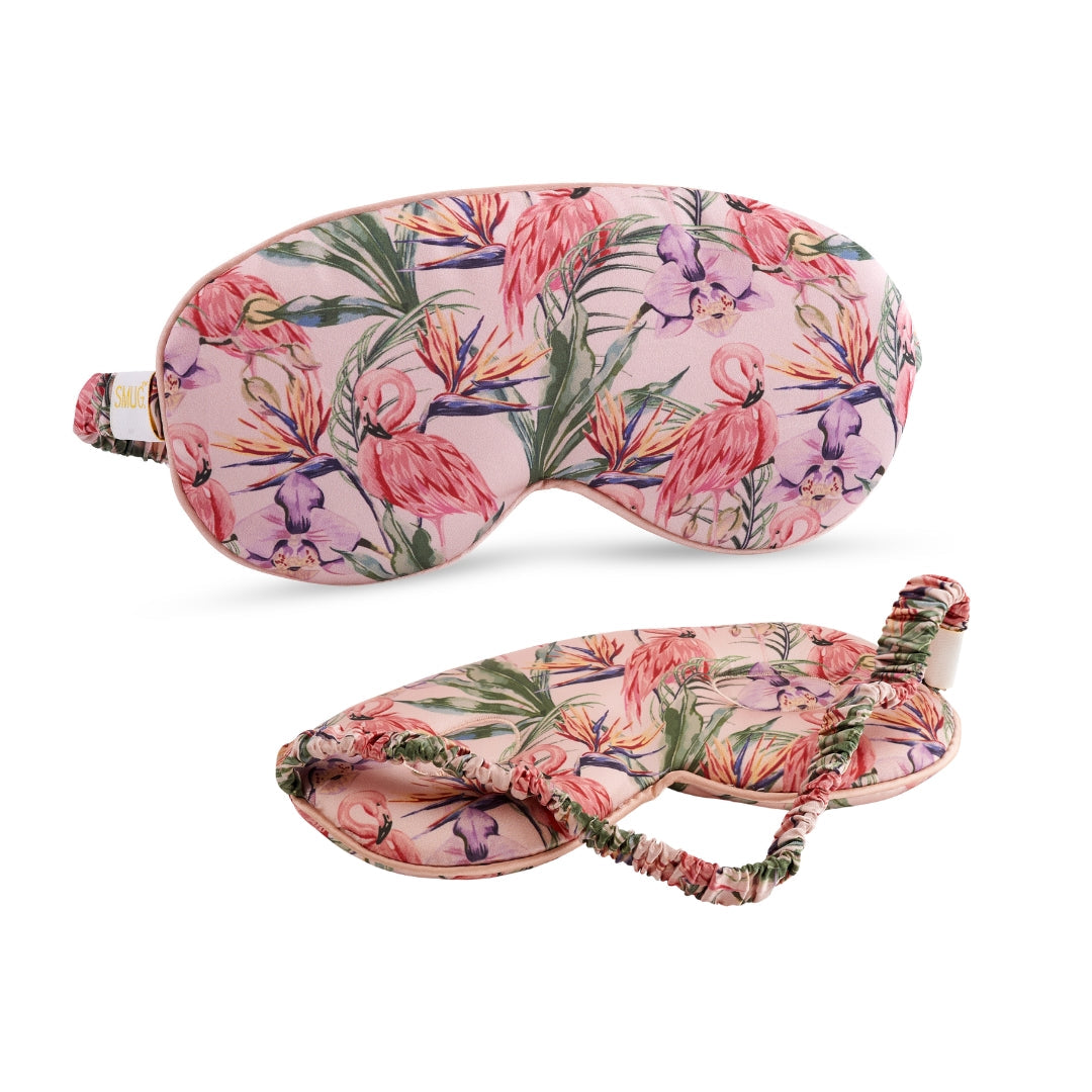 Cloud Padded Satin Sleep Mask - Flamingo Paradise Print