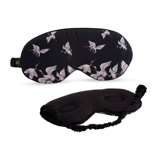 Cloud Padded Satin Sleep Mask - Moonlit Cranes Print