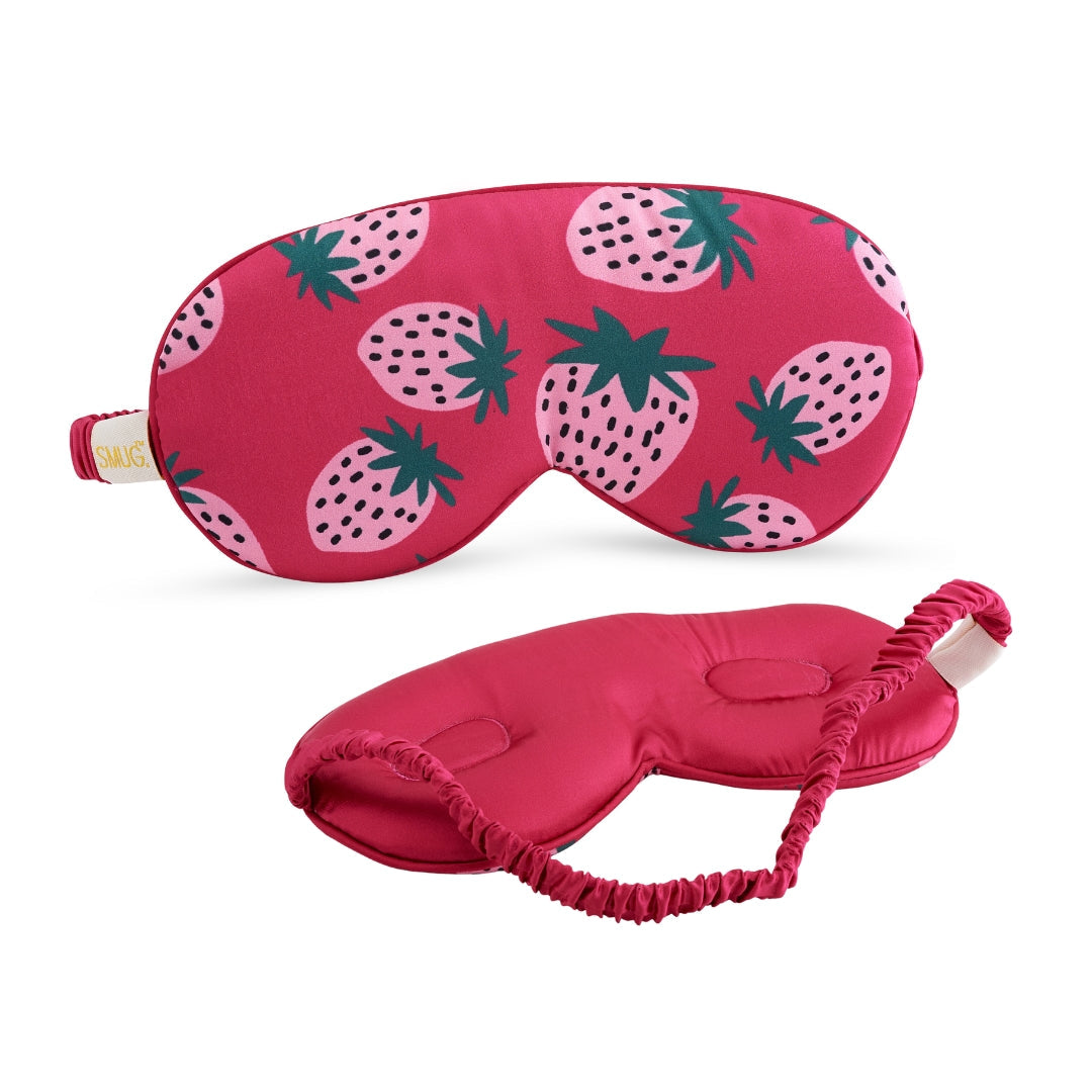 Cloud Padded Satin Sleep Mask - Strawberry Dreams Print