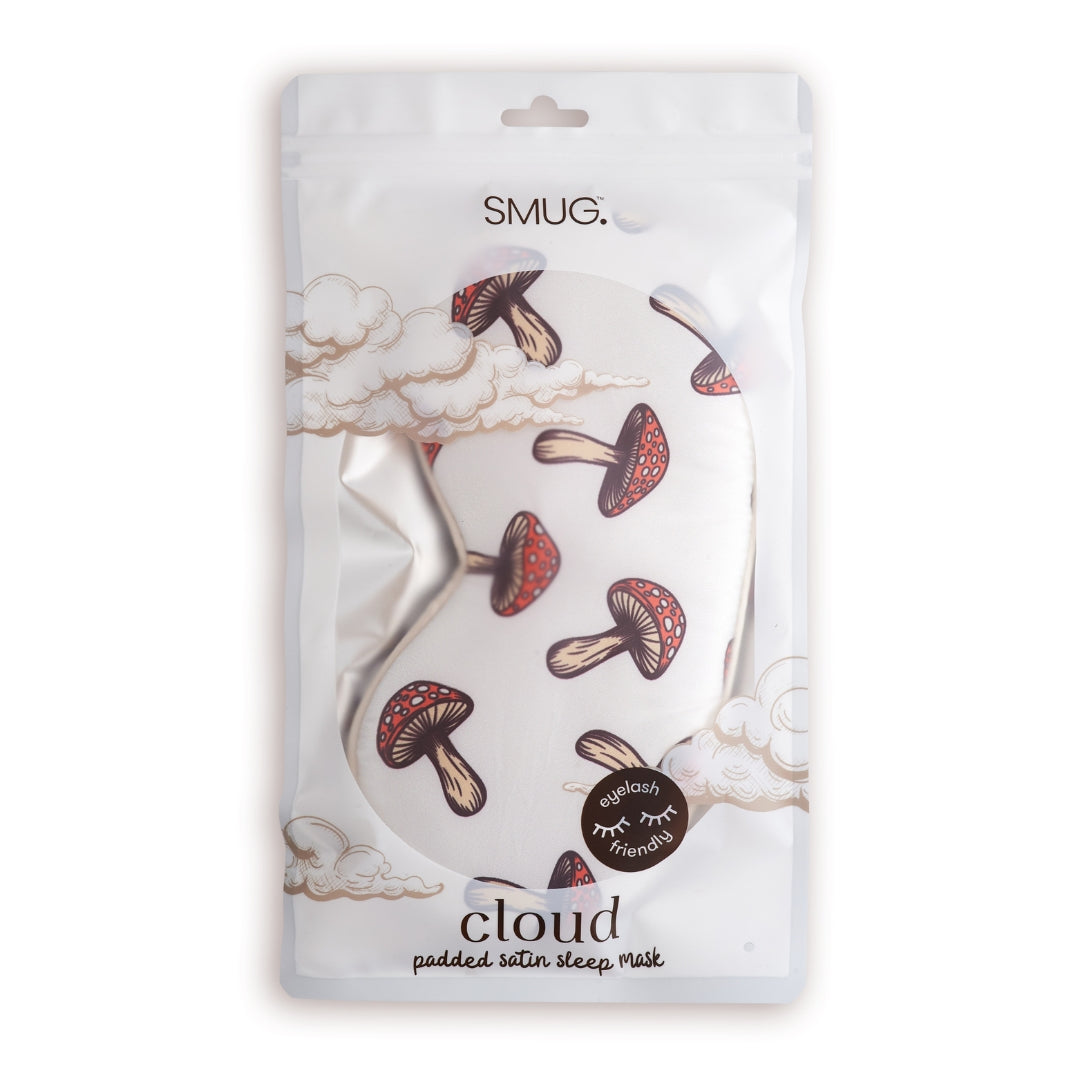 Cloud Padded Satin Sleep Mask - Toadstool Print