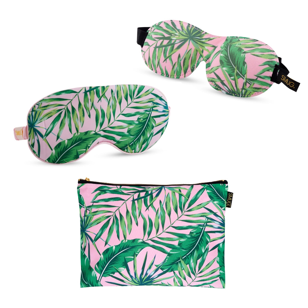 Contoured & Satin Sleep Mask Double Pack & Accessories Bag Set - Various Prints