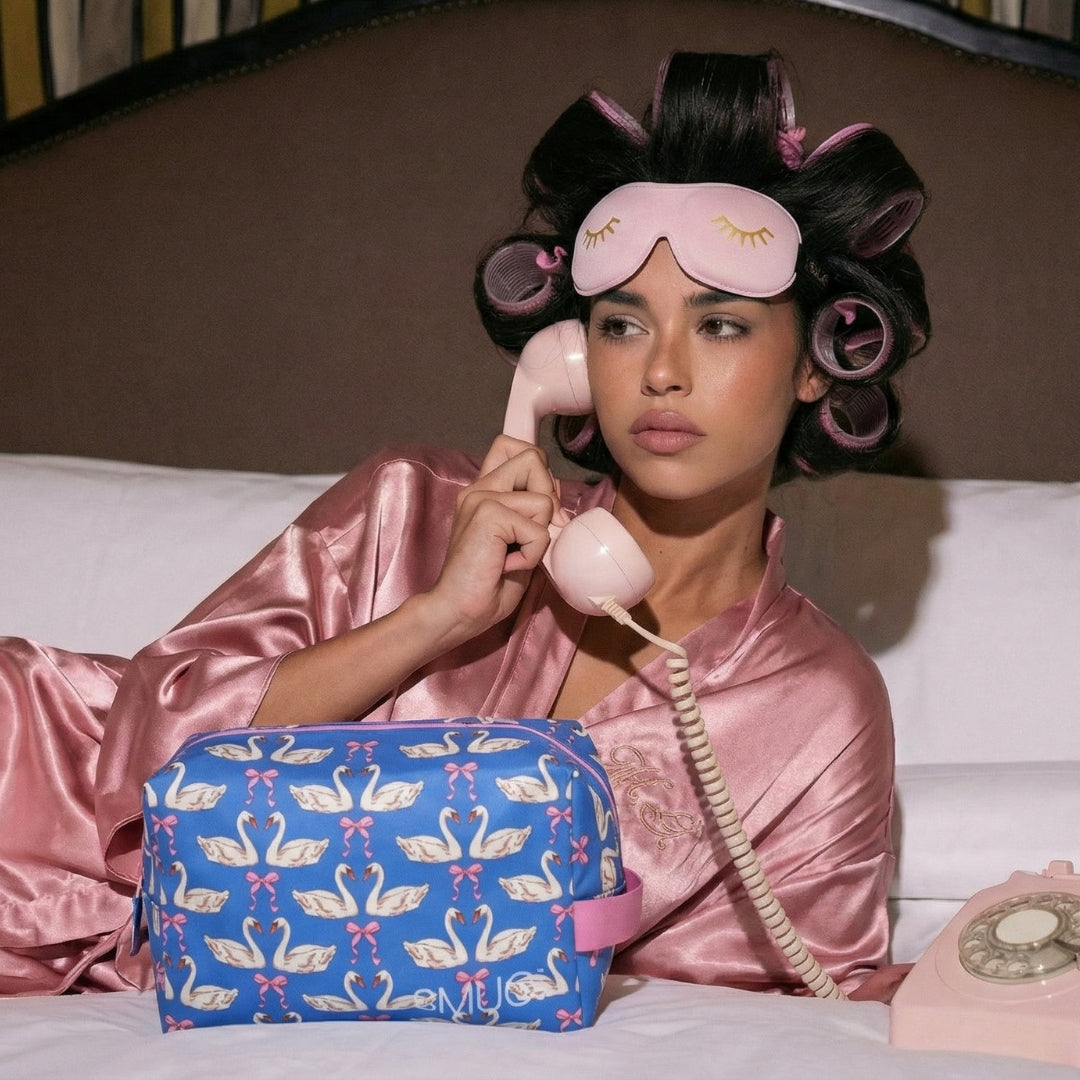 Wash Bag - Swans & Bows Print