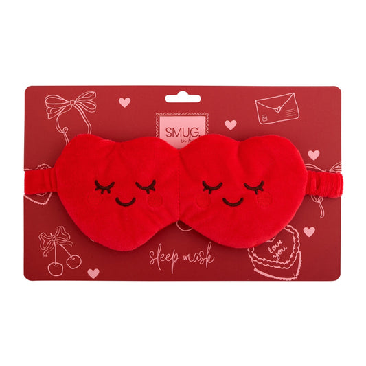 Novelty Plush Sleep Mask - Red Hearts
