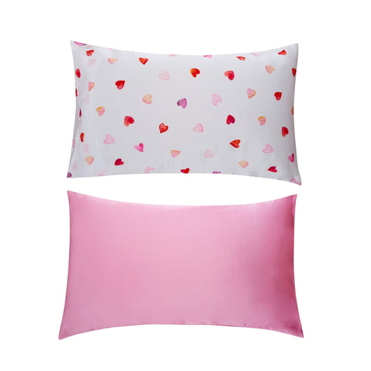 Soft Satin Pillowcase Set, Loveheart