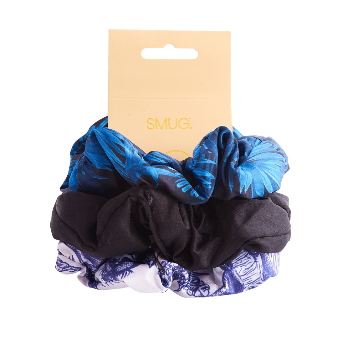 Cloud Satin Hair Scrunchie Set (set of 3) - Elephant Noir