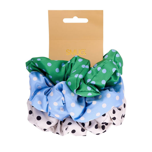 Cloud Satin Hair Scrunchie Set (set of 3) - Retro Polka Dot