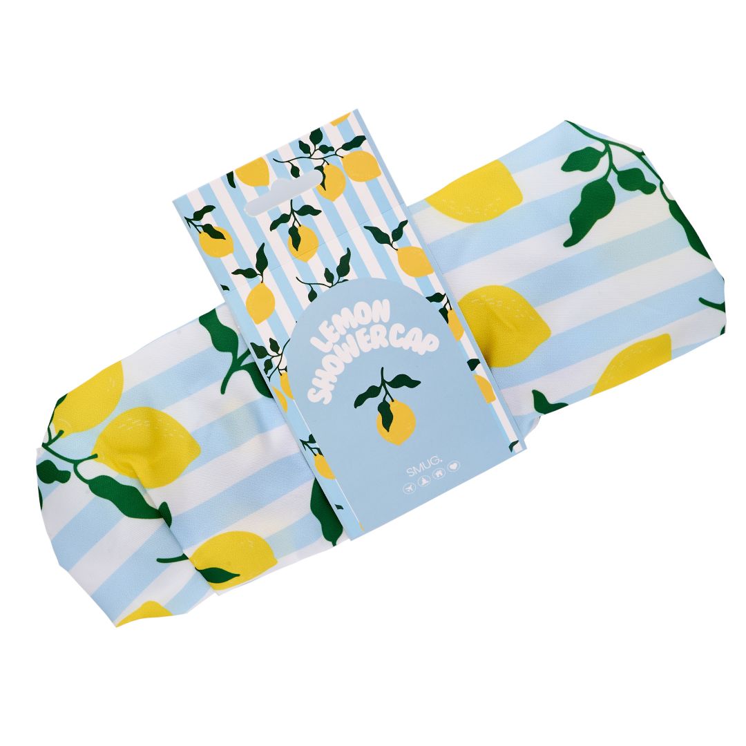 Shower Cap - Lemon Stripe Print