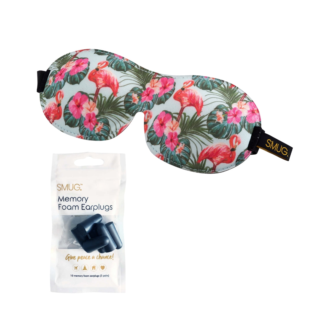 Contoured 3D Blackout Sleep Mask - Flamingo Print
