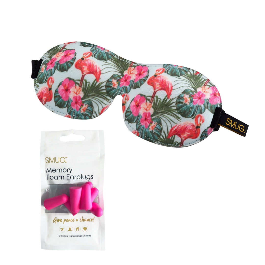 Contoured 3D Blackout Sleep Mask - Flamingo Print
