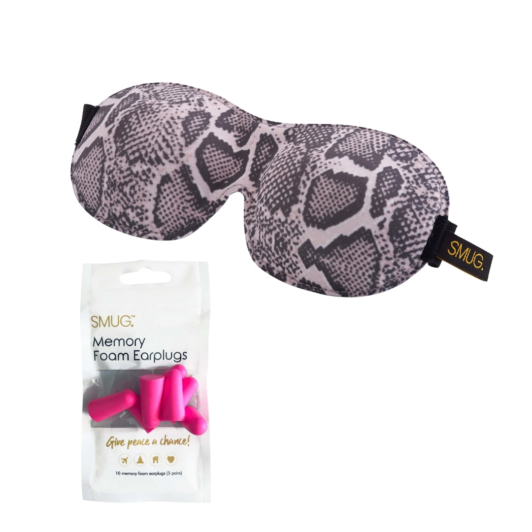 Contoured 3D Blackout Sleep Mask - Snake Print