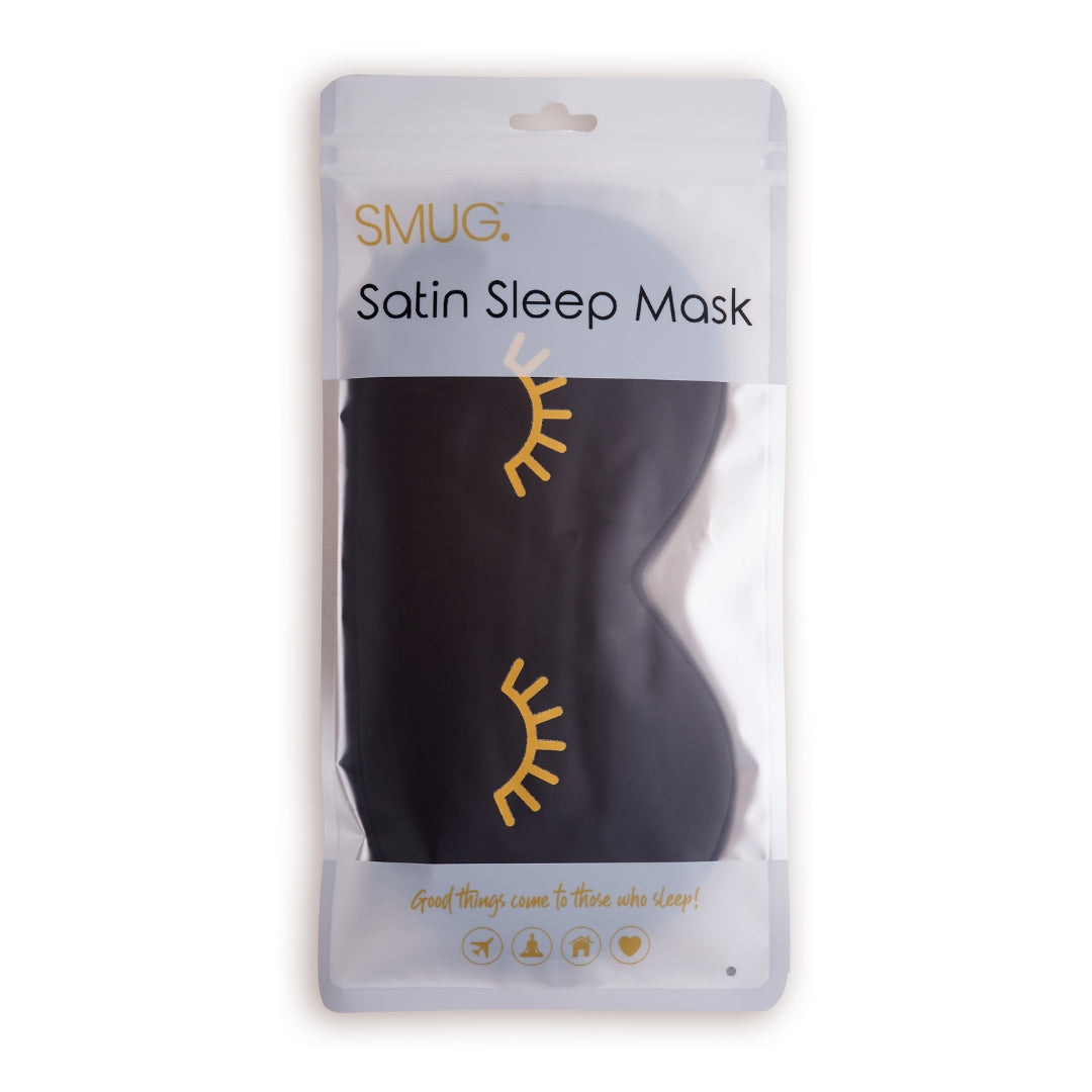 Satin Sleep Mask - Wink Print, Black