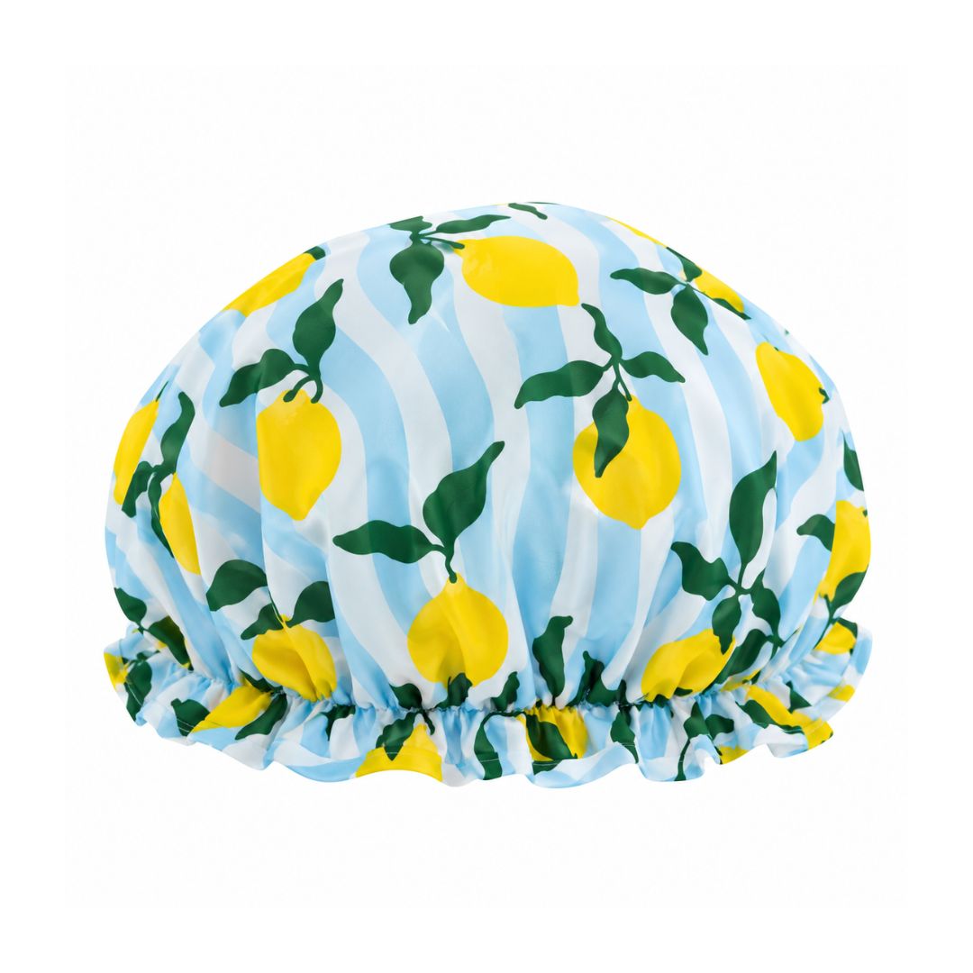 Shower Cap - Lemon Stripe Print