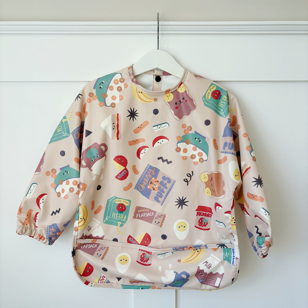 Long Sleeved Baby Bib - Snack Time