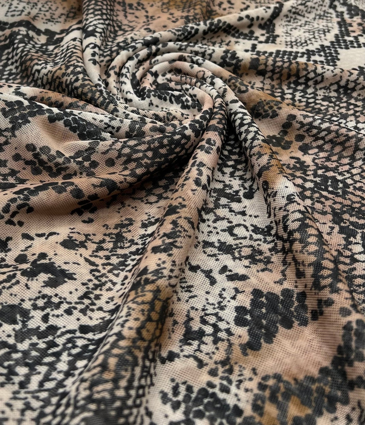 Snake Brown Mesh Fabric Stretch