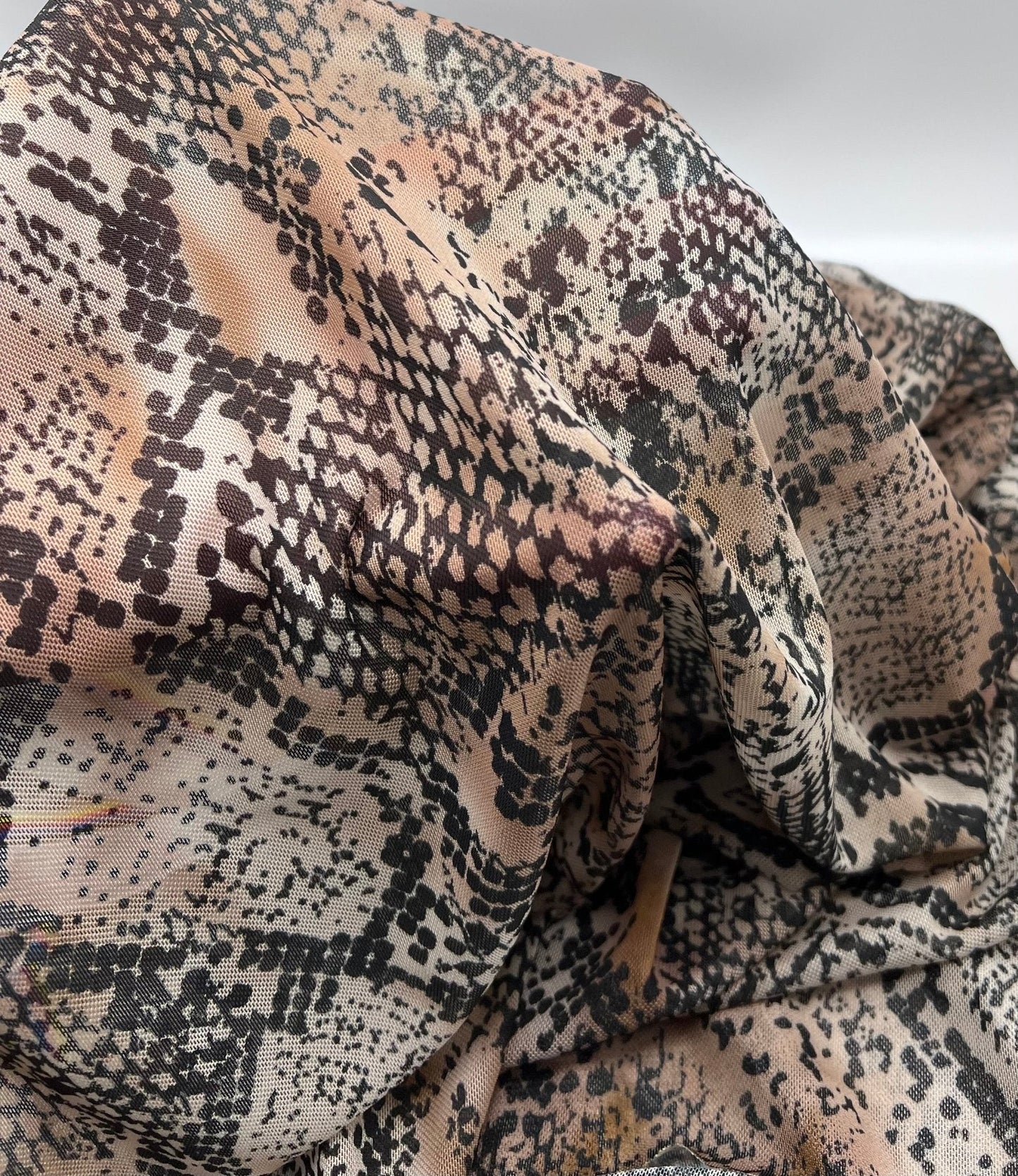 Snake Brown Mesh Fabric Stretch