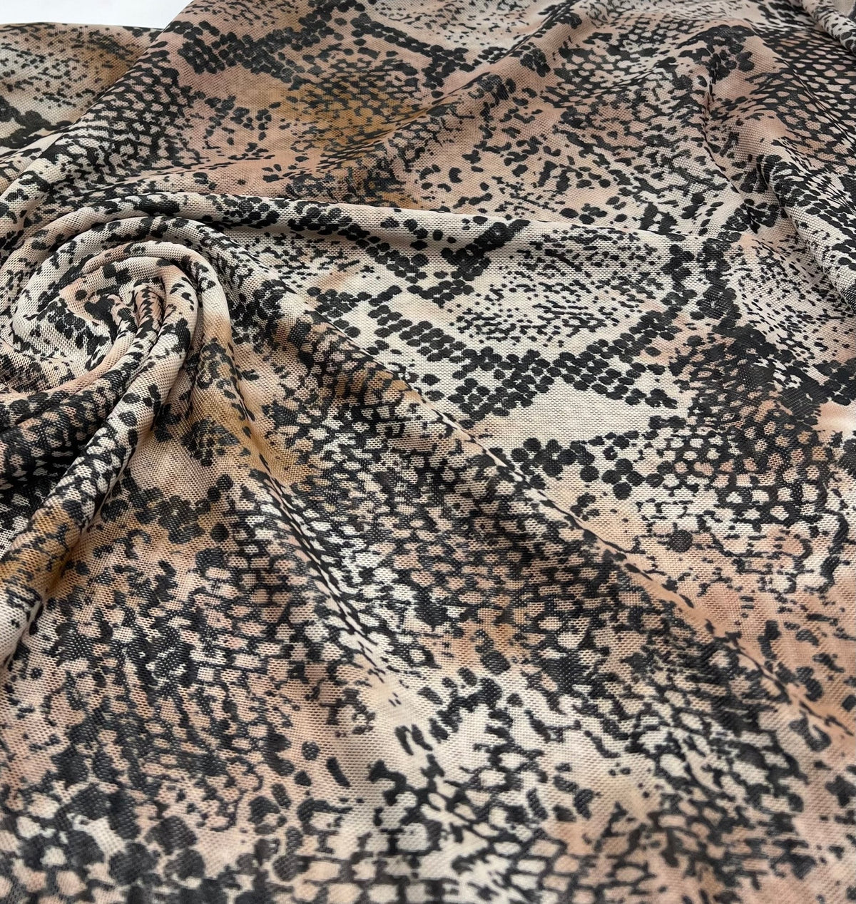 Snake Brown Mesh Fabric Stretch