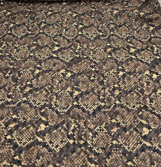 Snake Green Brown Mesh Fabric Stretch