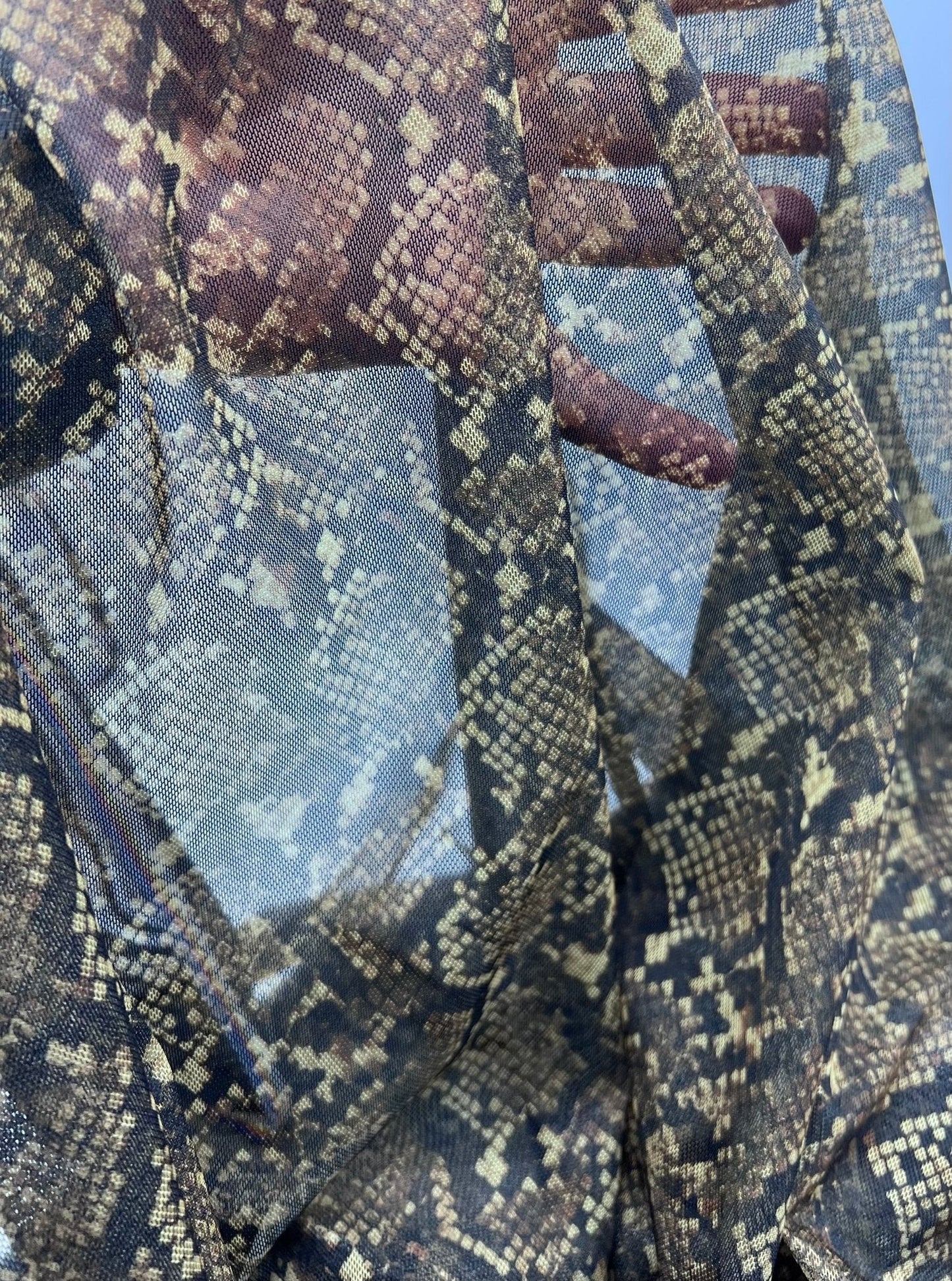 Snake Green Brown Mesh Fabric Stretch
