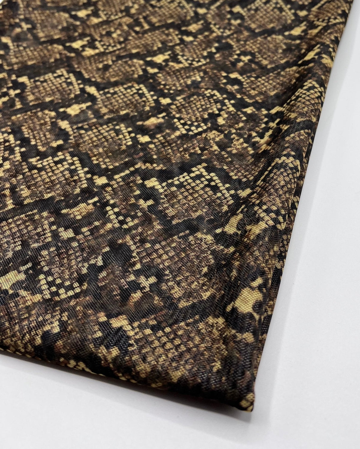 Snake Green Brown Mesh Fabric Stretch
