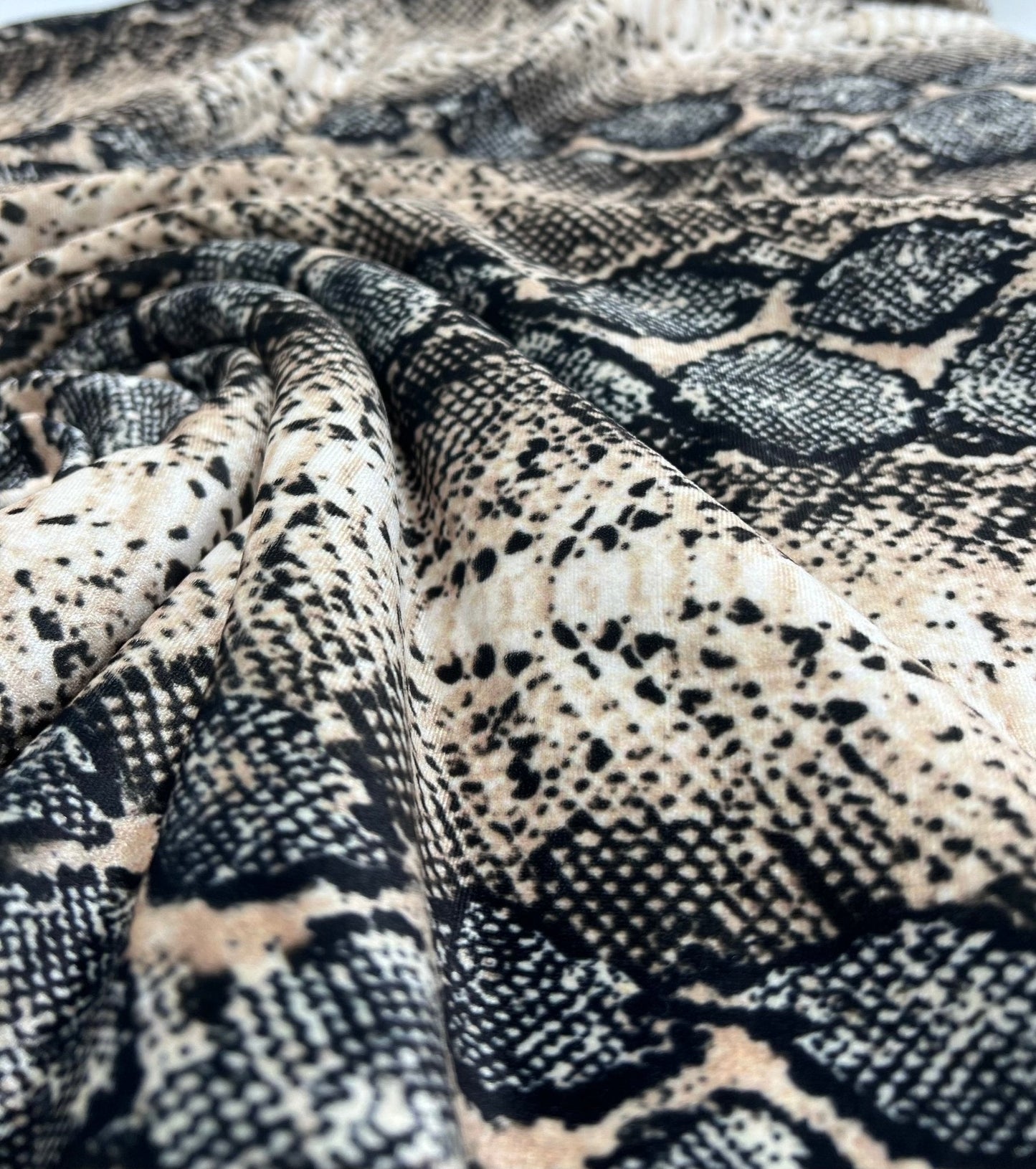 Snake Stone Print Velour Spandex Stretch Fabric