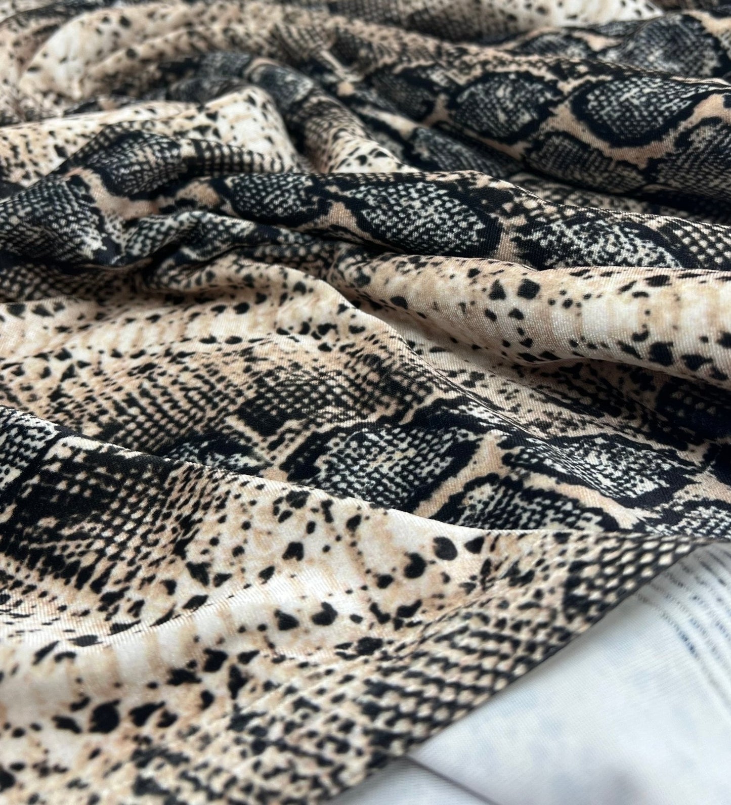 Snake Stone Print Velour Spandex Stretch Fabric