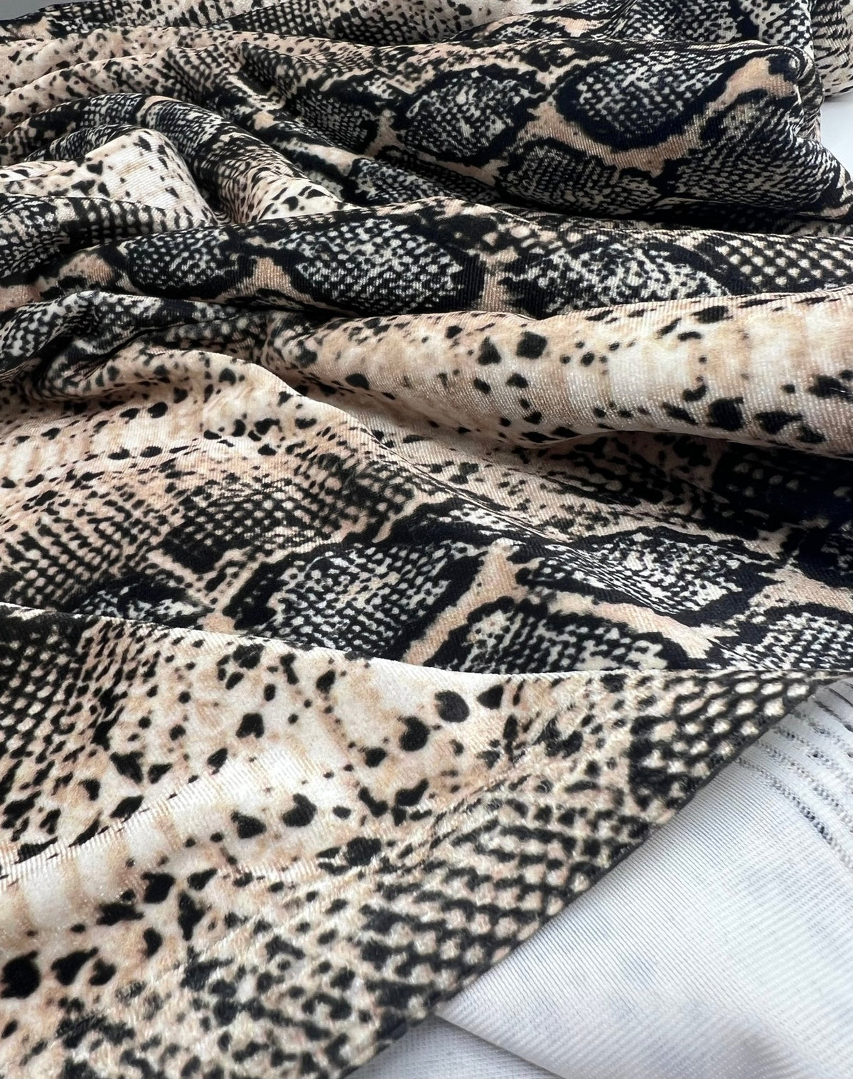 Snake Stone Print Velour Spandex Stretch Fabric