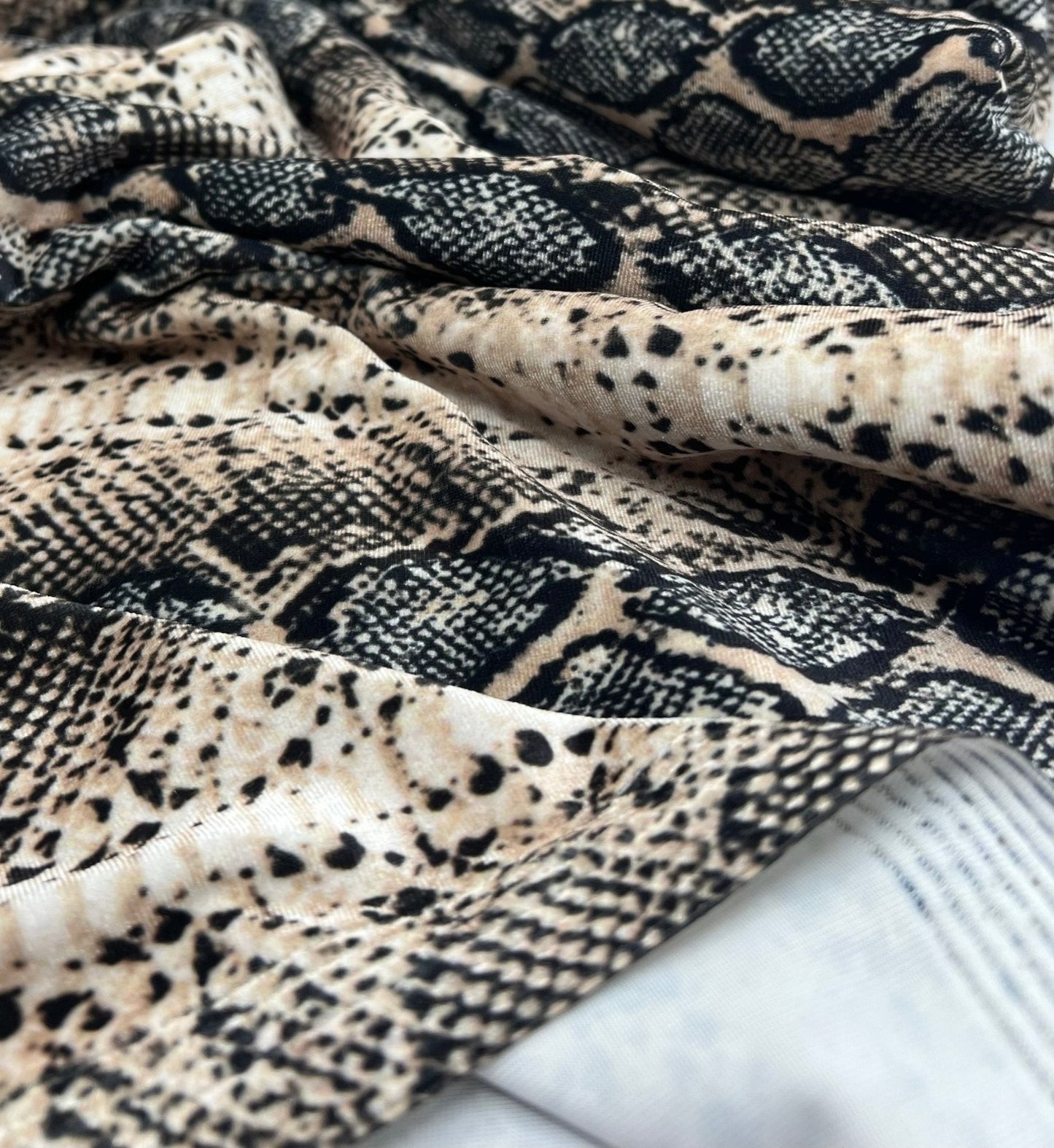 Snake Stone Print Velour Spandex Stretch Fabric