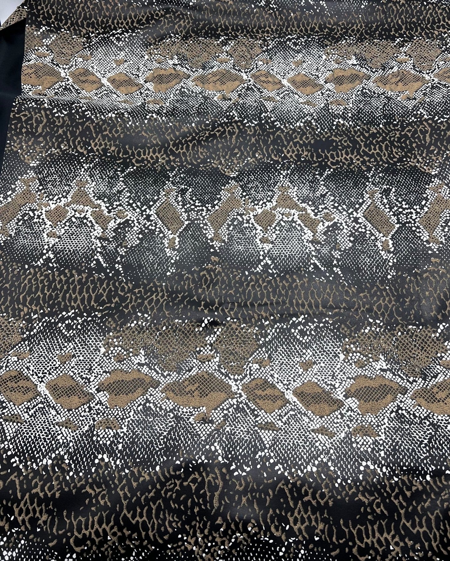Snakeskin Wet Look/ Leather Look Black PU Stretch Fabric