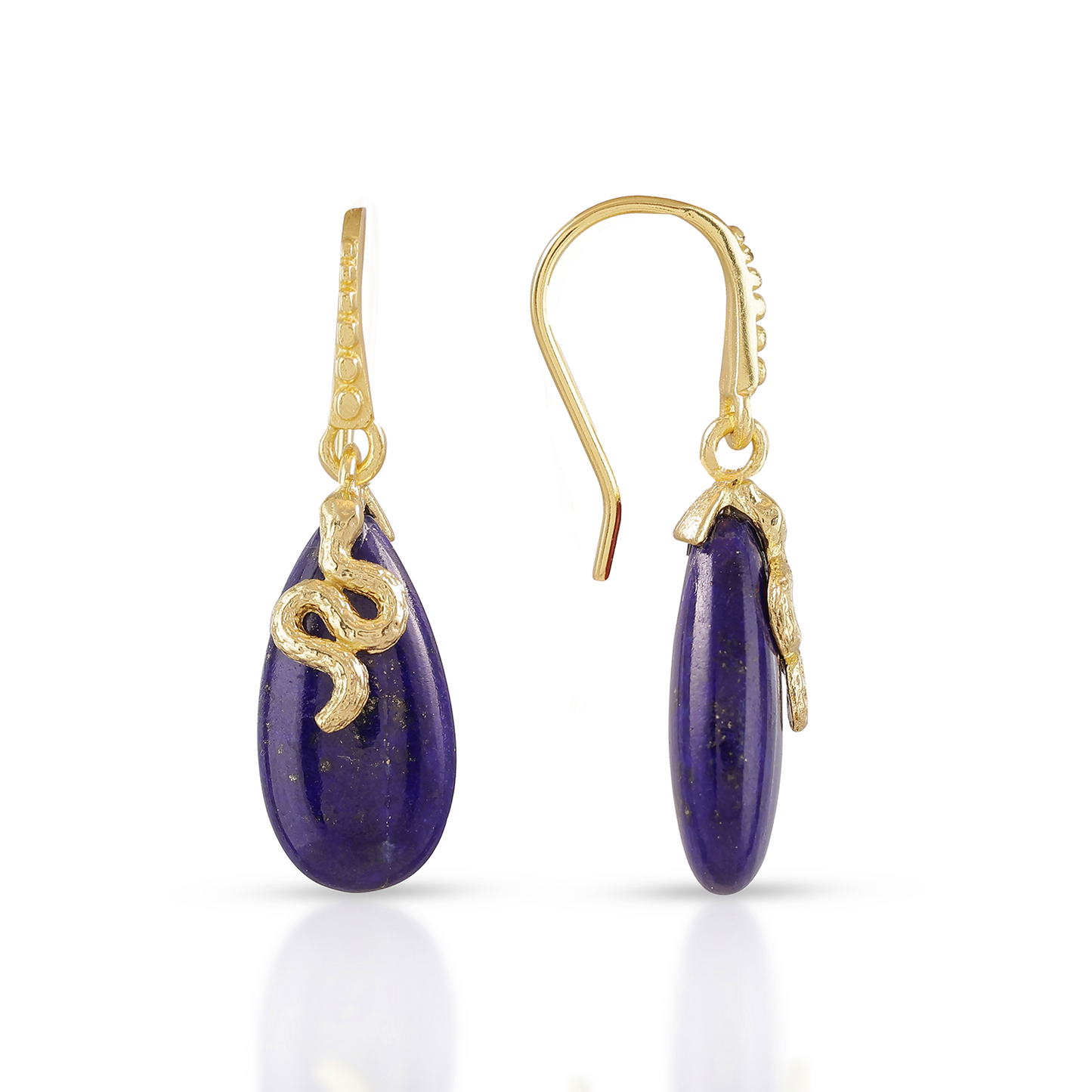 Medusa Gemstone Drop Earrings Lapis