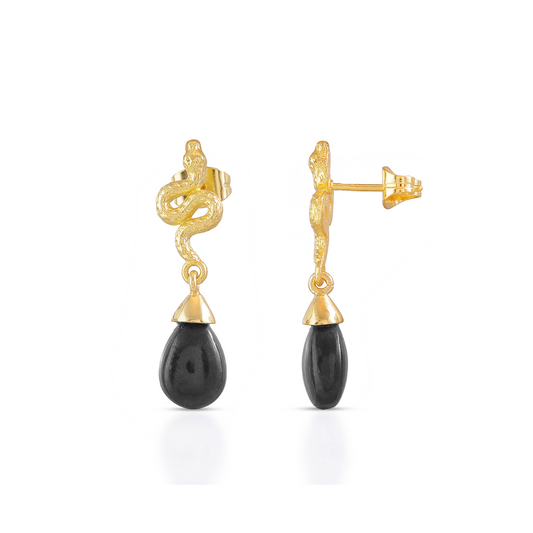 [PRE-ORDER] Medusa Small Gemstone Drop Earrings Black Onyx
