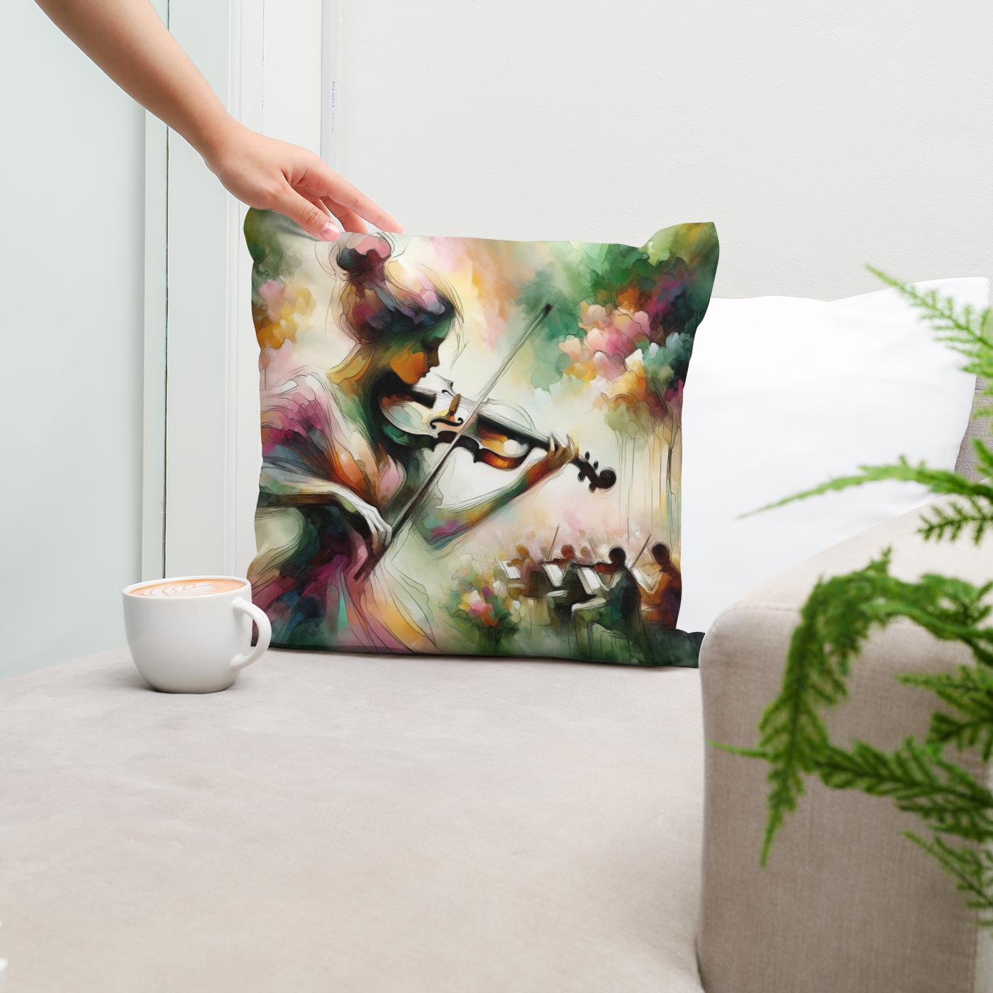 Garden Violinist Cotton Cushion