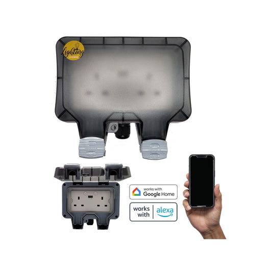 Smart WiFi Waterproof Outdoor Double UK Plug Socket + USB
