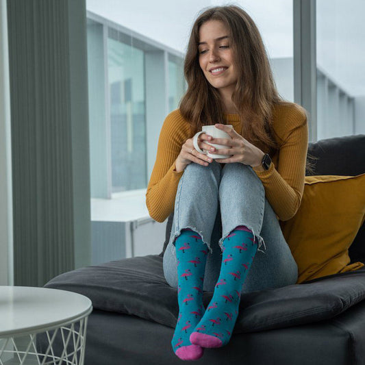 Flamingo Bamboo Socks (Comfort Cuff)