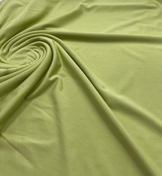 Soft Lime Green Plain Shiny Soft Touch Slinky 4 Way Stretch Fabric