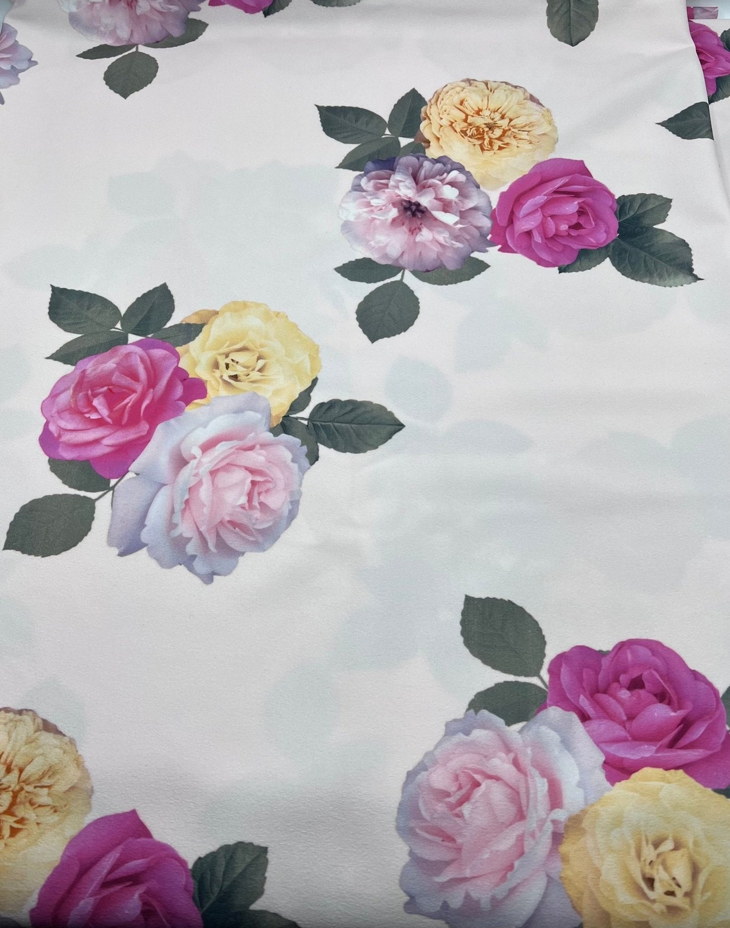Soft Pink Floral Bunches Printed Scuba Crepe Jersey Fabric
