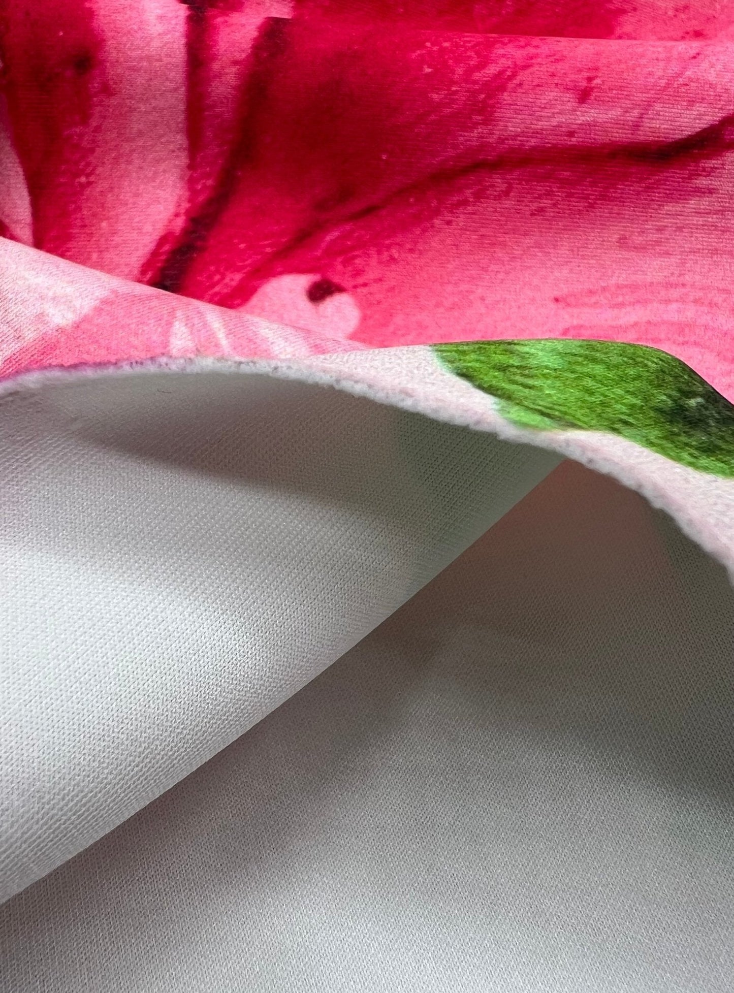 Soft Pink Floral Printed Plain Scuba 4 Way Stretch Jersey Fabric