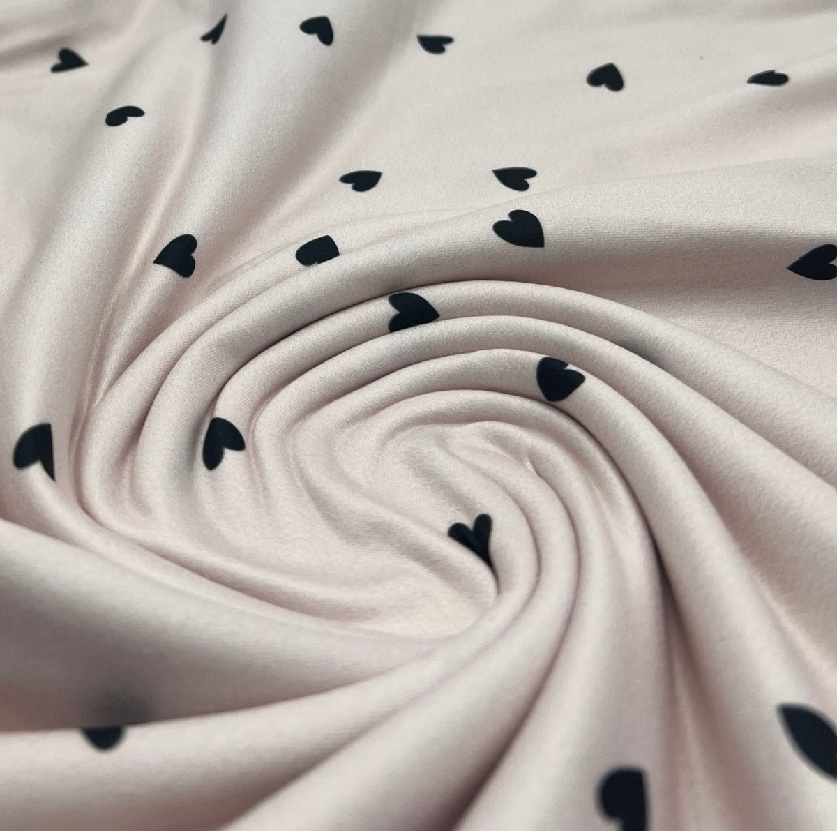 Soft Pink Heart Super Soft Print Spun Poly Stretch Fabric