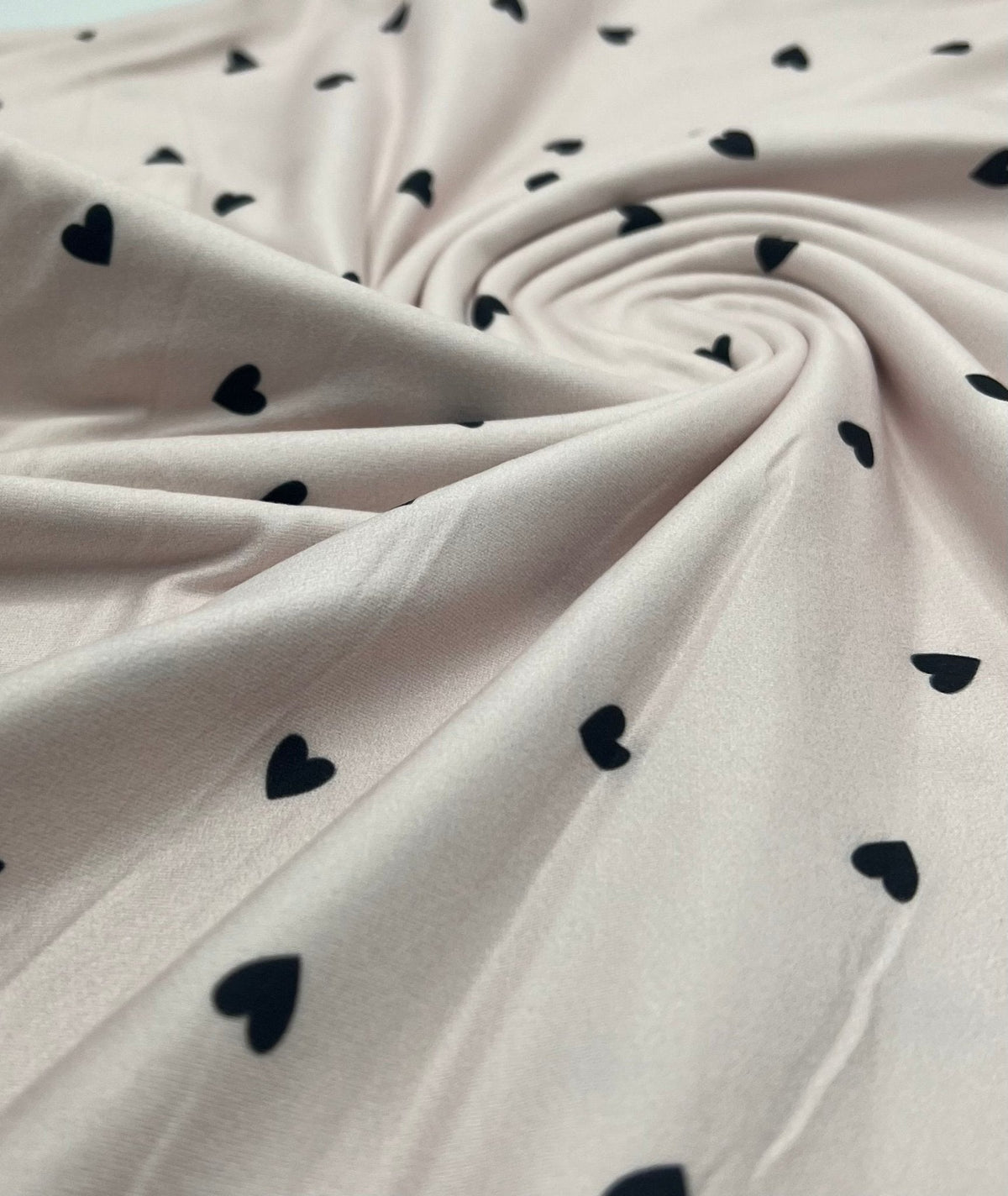 Soft Pink Heart Super Soft Print Spun Poly Stretch Fabric