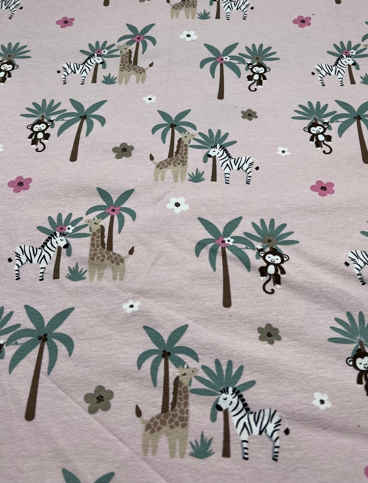 Soft Pink Monkey Cotton Stretch Jersey 200 GSM 95/5 Lycra 4 Way Stretch
