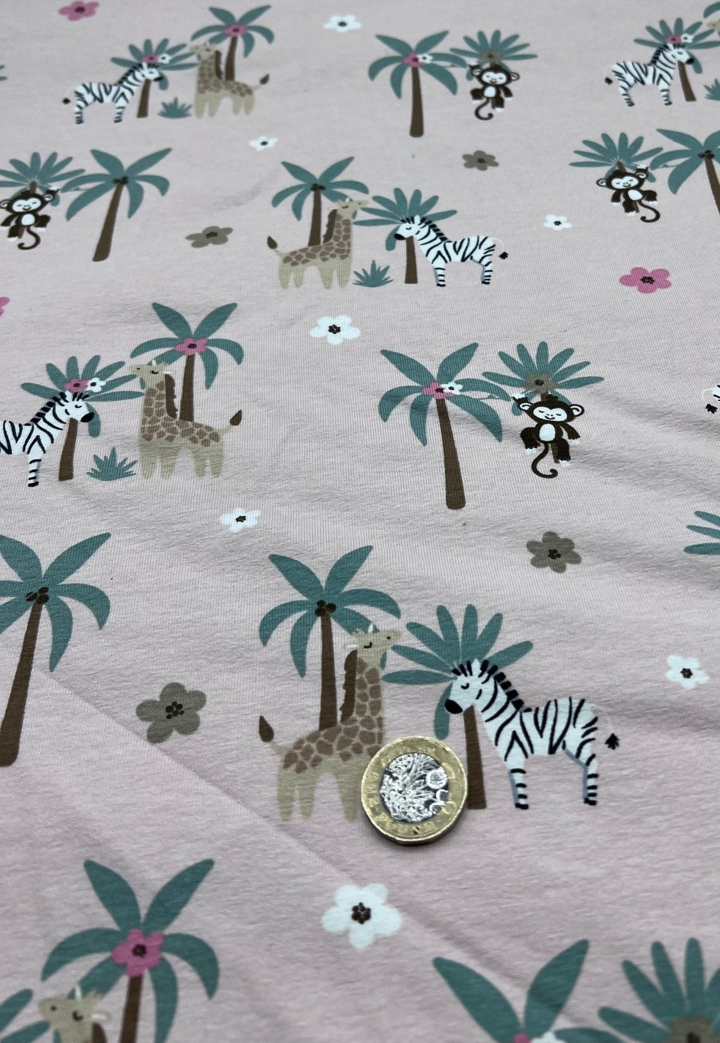 Soft Pink Monkey Cotton Stretch Jersey 200 GSM 95/5 Lycra 4 Way Stretch