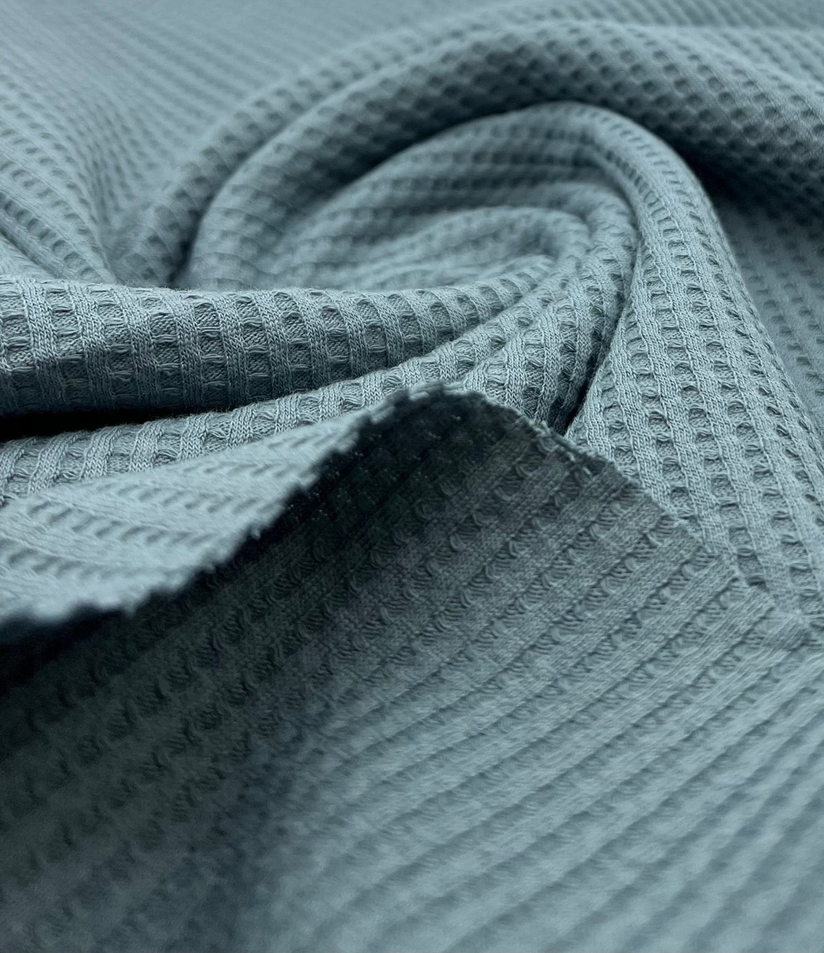 Denim Blue Cotton Soft Waffle Jersey Fabric 210 GSM 4 Way Stretch