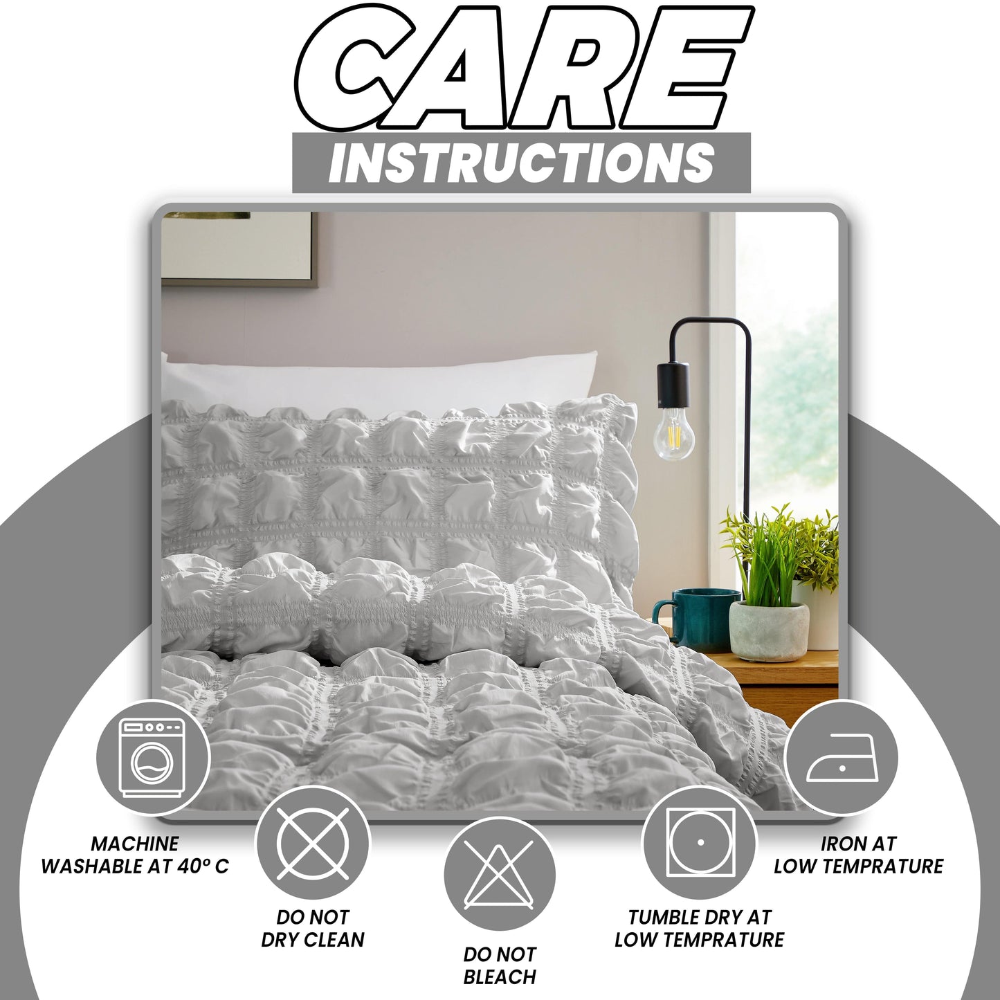 Soho Grey Microfibre Duvet Cover Set with Pillowcases Quilted Super Soft Easy Care Bedding Bed Linen Set by OLIVIA ROCCO